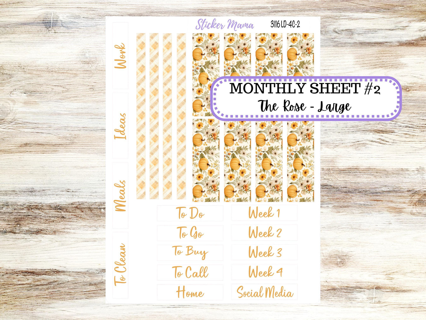 LD "The Rose" Large || 4-COLUMN (formerly project) Planner Kit #3116 || Floral Harvest || Laurel Denise Stickers || 9-25