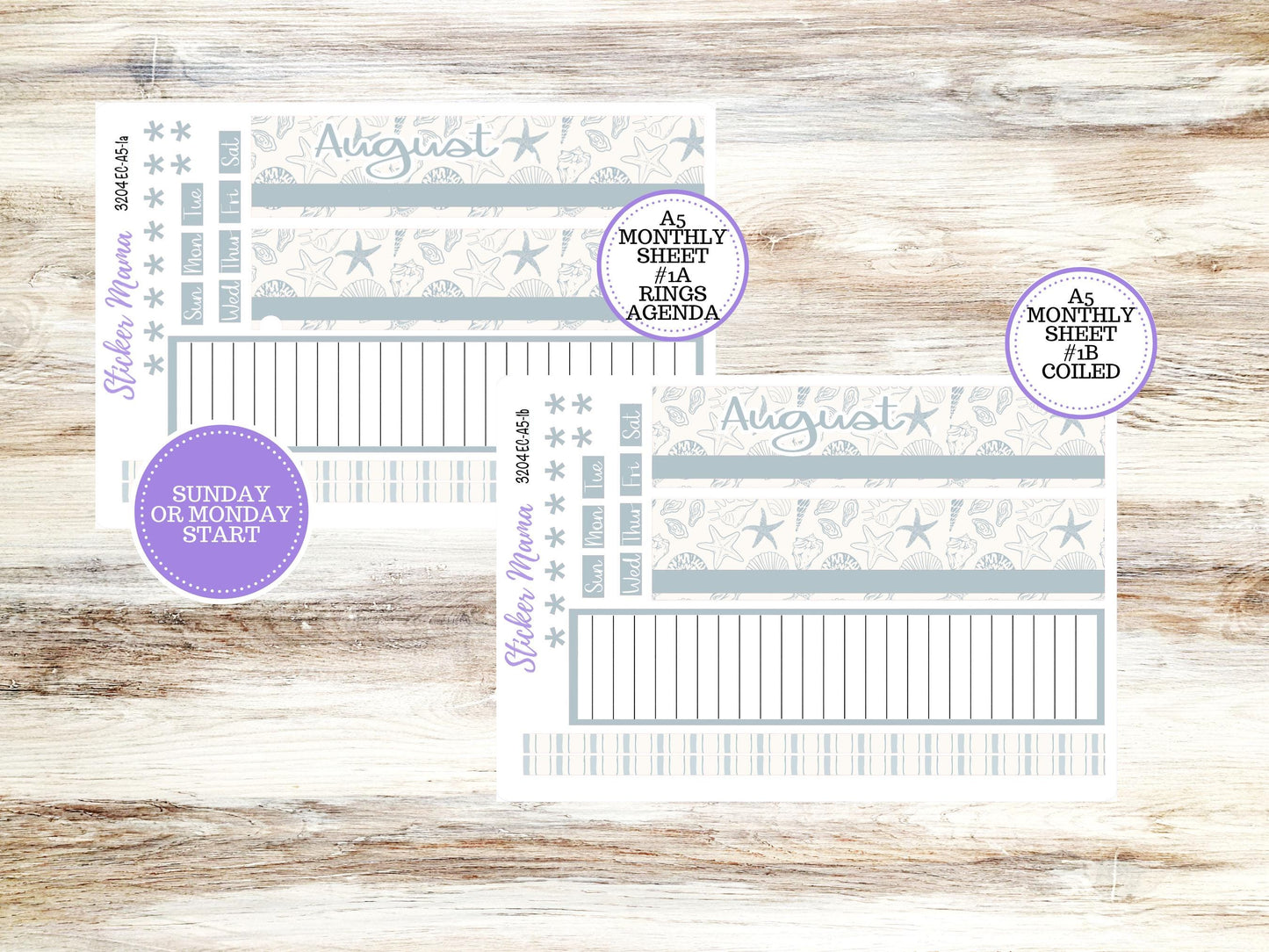 ERIN CONDRE Monthly Kit-3204 || A5 || Coastal Charm Stickers || - ec August Monthly Kit - Monthly Planner Kits - Monthly Budget