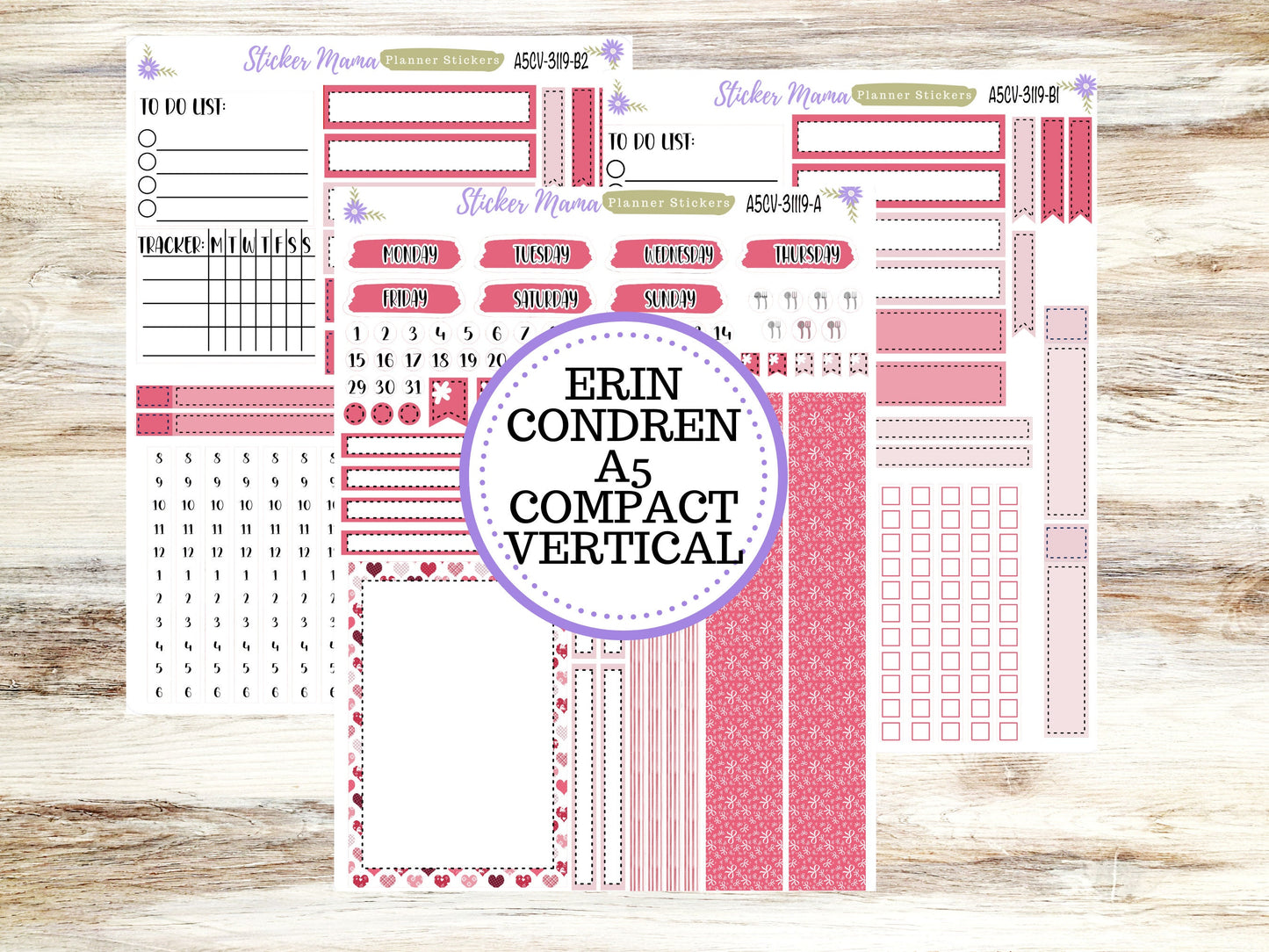 ERIN CONDREN A5 Compact Vertical-Kit #3119 || Heartfelt Joy - Planner Stickers - Erin Condren Compact Vertical Weekly Kit