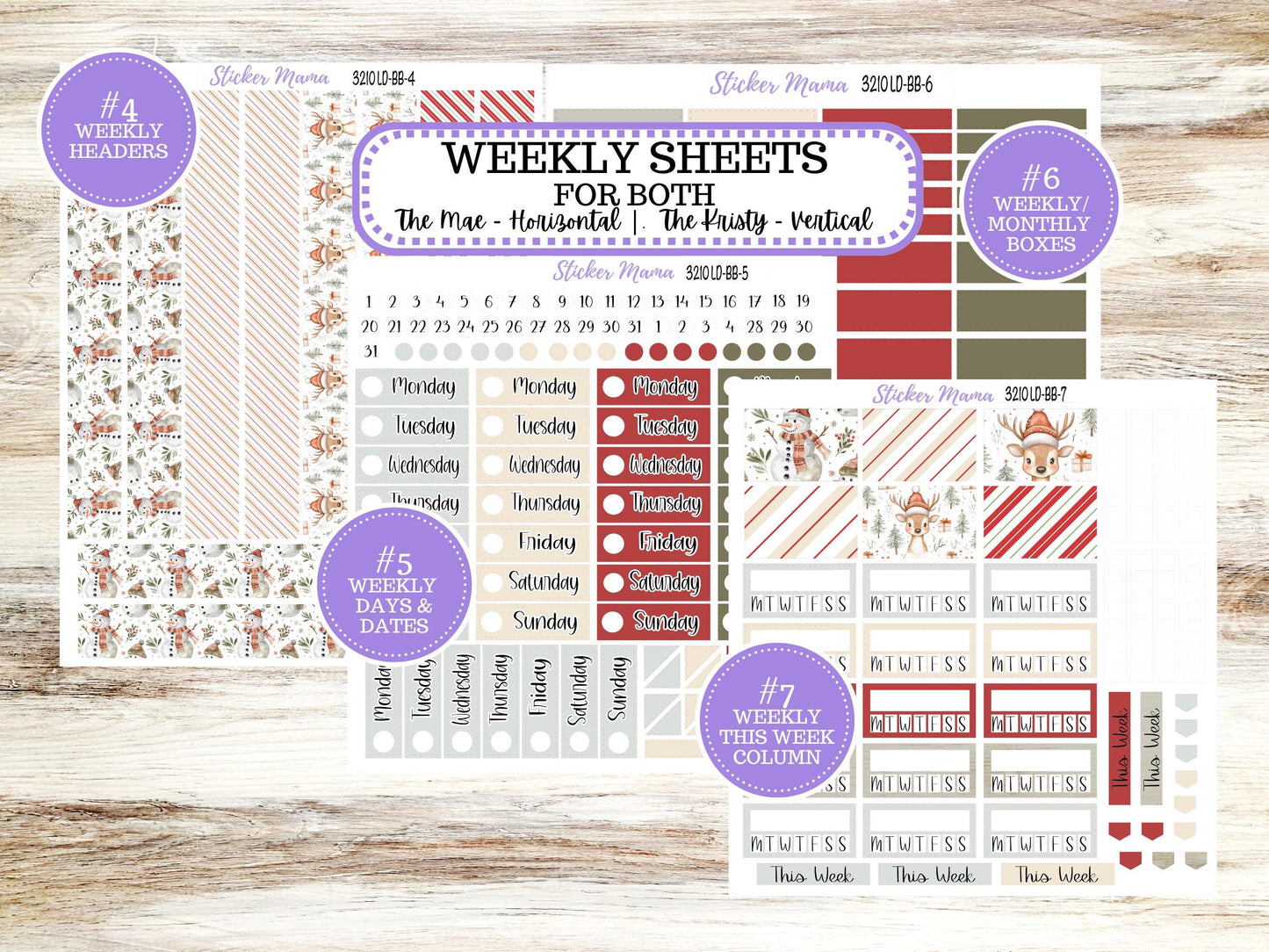 LD BOOK-BOUND Planner Kit #3210 || The Mae || The Kristy || Frosty Friends || December Laurel Denise Sticker Kit || 9-25