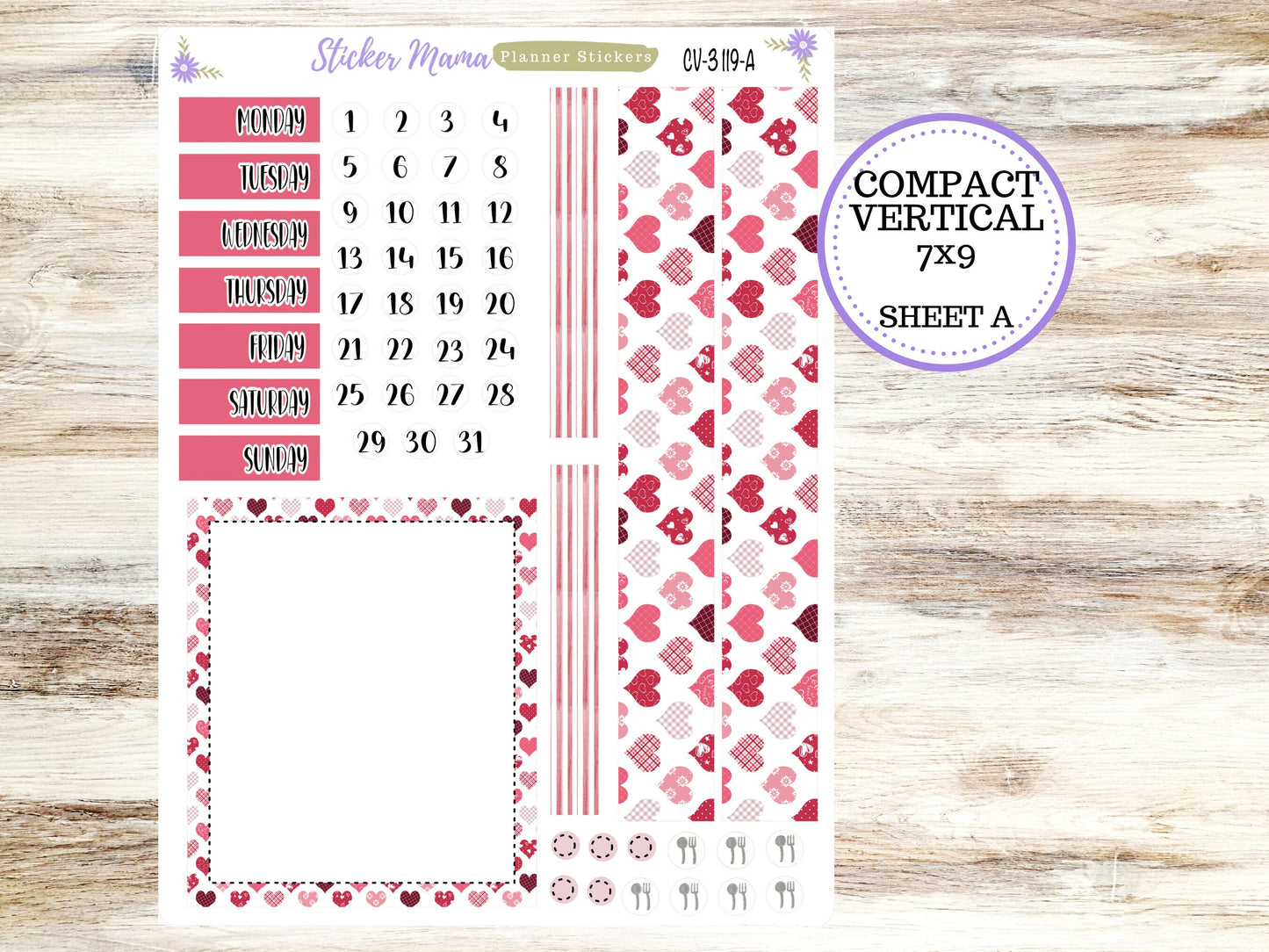ERIN CONDREN 7x9 Compact Vertical-Kit #3119 || Heartfelt Joy - Planner Stickers - Erin Condren Compact Vertical Weekly Kit