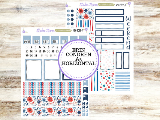 A5 Horizontal || #3035 || American Dream Kit || A5 Weekly Kit || Planner Stickers || Erin Condren A5 Horizontal Weekly Kit