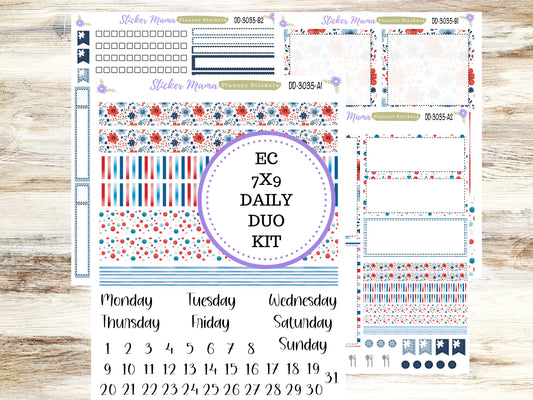 DAILY DUO 7x9-Kit #3035  || American Dream Kit  || Planner Stickers - Daily Duo 7x9 Planner - Daily Duo Stickers - Daily Planner