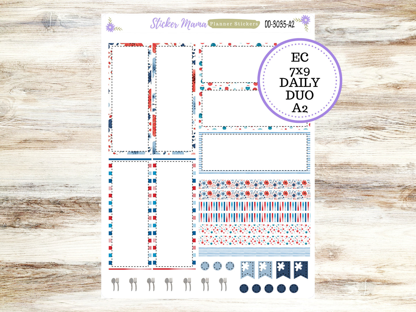 DAILY DUO 7x9-Kit #3035  || American Dream Kit  || Planner Stickers - Daily Duo 7x9 Planner - Daily Duo Stickers - Daily Planner