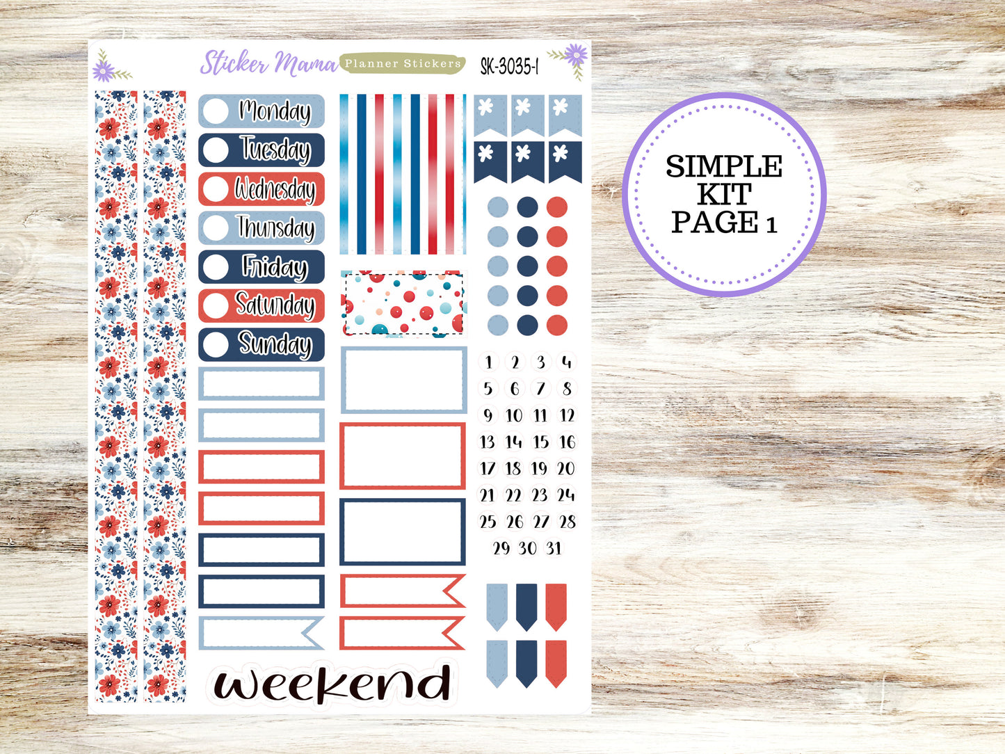 SIMPLE KIT  || #3035 || American Dream Kit  || Any Kind Planner || Planner Stickers || Planner Stickers