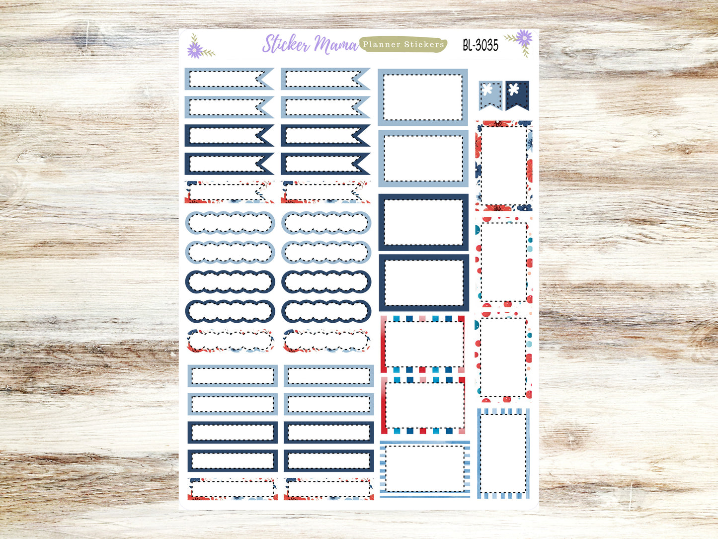 BL-3035 ||  American Dream Stickers ||  Basic Label Stickers -  - Half Boxes - Planner Stickers - Full Box for Planners