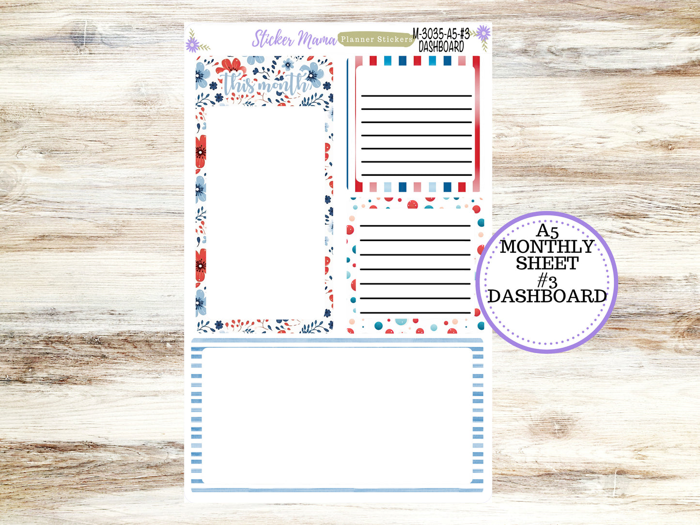 MONTHLY KIT-3035 || A5 || American Dream Stickers  || - ec July Monthly Kit - July Monthly Planner Kits - Monthly Pages