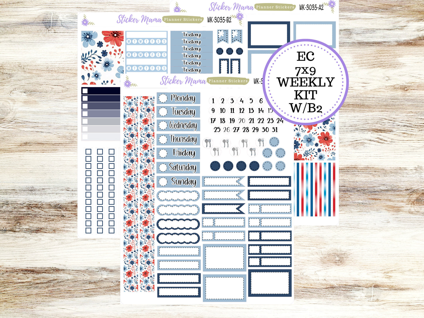 WK-3035 - American Dream Kit  || Weekly Planner Kit || Erin Condren || Hourly Planner Kit || Vertical Planner Kit