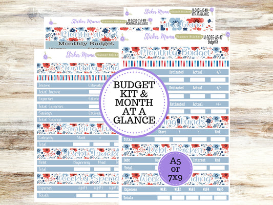 BUDGET - MONTH @ a GLANCE-3035 || A5 & 7x9 || Budget Sticker Kit || Notes Page Stickers || Planner Budget Kit