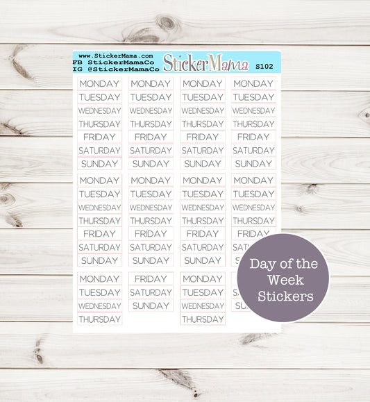 DAYS of the WEEK STICKERS S102 Days Week Sticker Day Function Sticker Planner Days of the Week Functional Script Day Functional Stickers