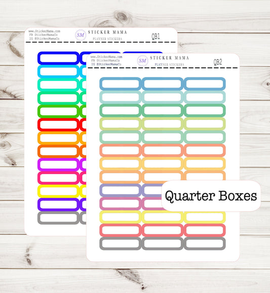 QUARTER BOX STICKERS .4" x 1.5" quarter box labels quarter planner box ex planner stickers deluxe sticker kit full planner kit