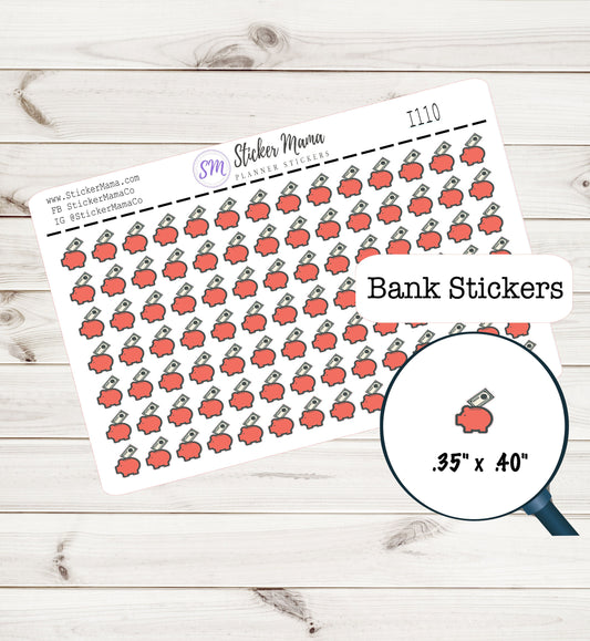 BANK PLANNER STICKERS  I110 Piggy Bank Stickers Bank Stickers Planner Deposit Sticker Deposit Day Sticker Kit Bank Day Stickers