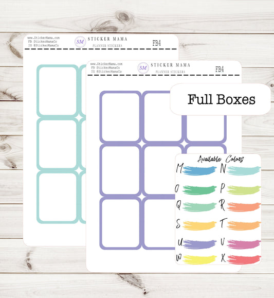 FULL BOX STICKERS 1.9" x 1.5" full box labels full planner box ex planner stickers deluxe sticker kit full planner kit