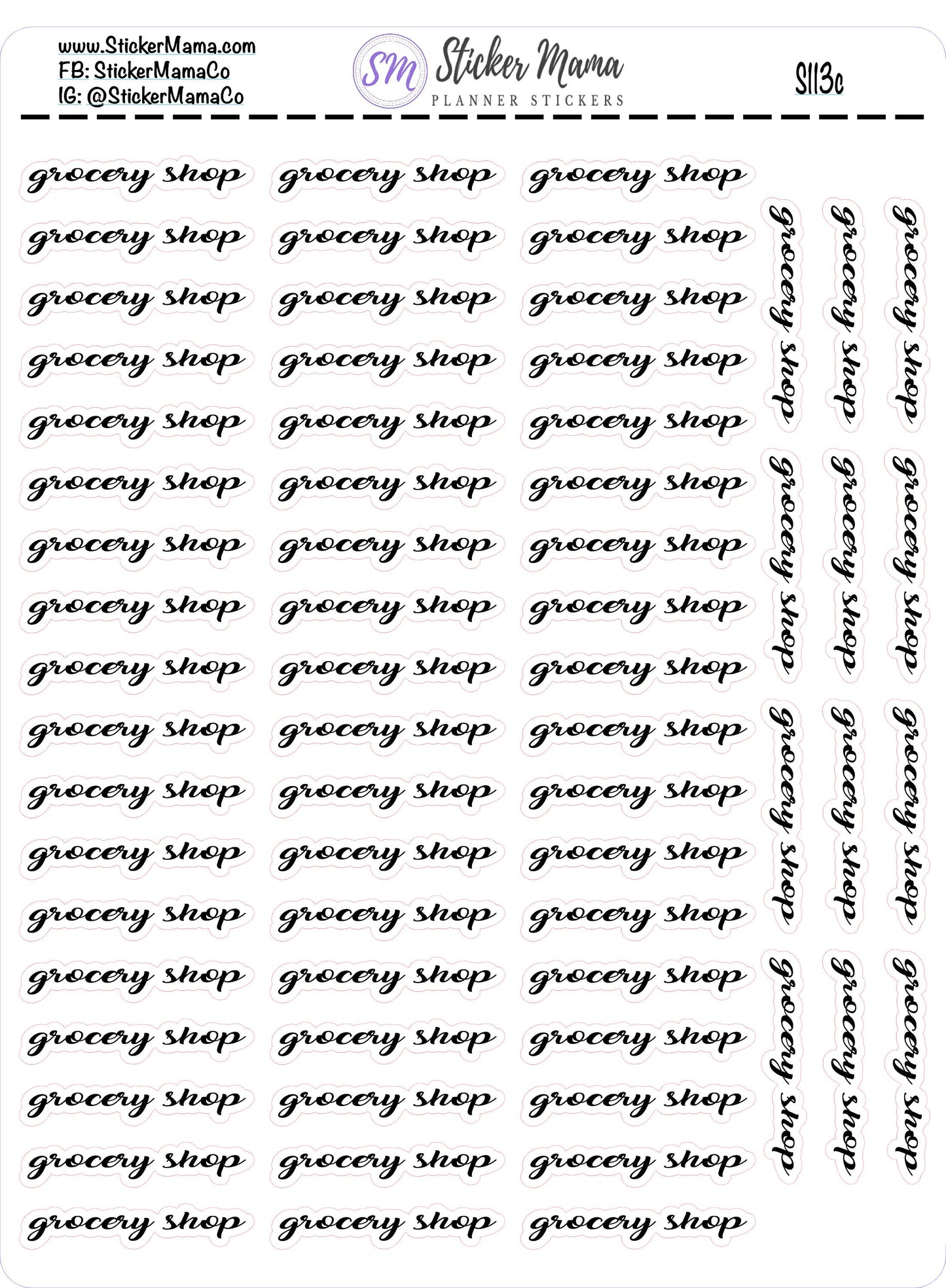 GROCERY SHOP SCRIPT Planner Stickers S113 JenPlans Script Font Planner Stickers For Work Planner Stickers Go to Work Sticker