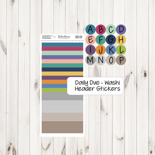 Daily Duo 7x9 109 - Ec Daily Duo 7x9 Small Short Washi Stickers - Short Washi Stickers - Daily Duo 7x9 Planner Stickers
