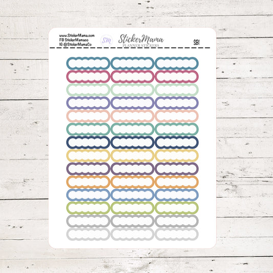 SB1 - SCALLOP PLANNER STICKERS - Basic Stickers - Label Stickers - Quarter Planner Box - Quarter Boxes