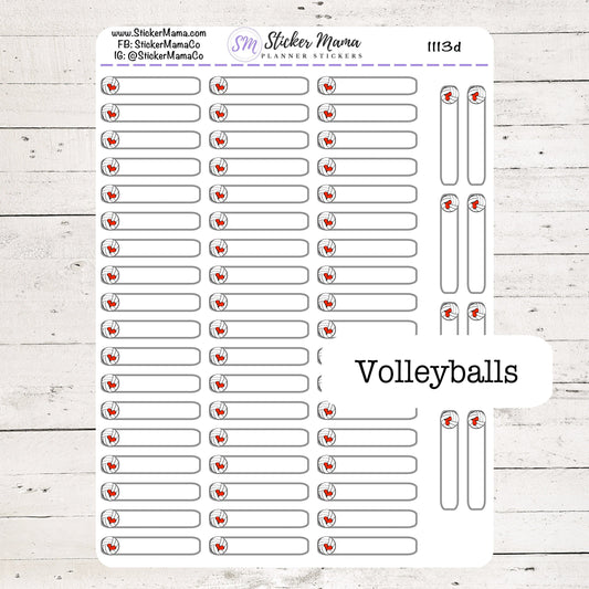 1113d - DOODLE VOLLEYBALL PLANNER Label Stickers  - Volleyball Stickers - Volleyball Games - Volleyball Practice