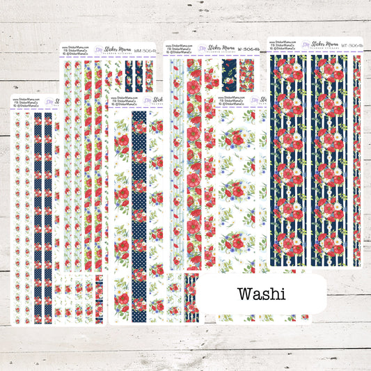 W-3064 - WASHI STICKERS - Poppies - Planner Stickers - Washi for Planners