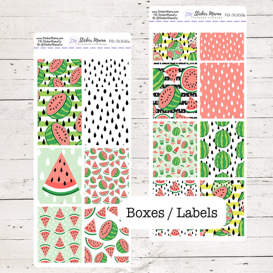 FB-3068 - FULL BOX Stickers - Watermelon - Planner Stickers - Full Box for Planners