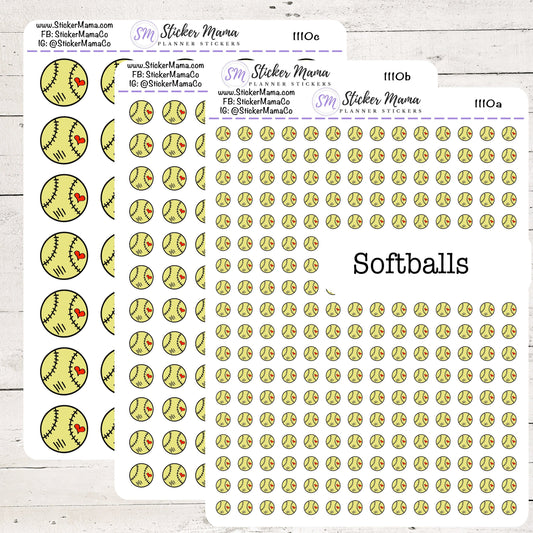 1110 - DOODLE SOFTBALL PLANNER Stickers  - Softball Stickers - Softball Games - Softball Practice