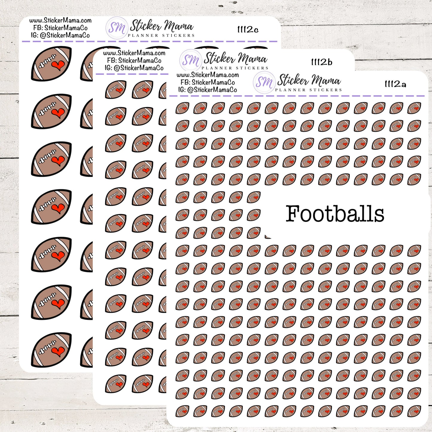 1112 - DOODLE FOOTBALL PLANNER Stickers  - Football Stickers - Baseball Games - Baseball Practice