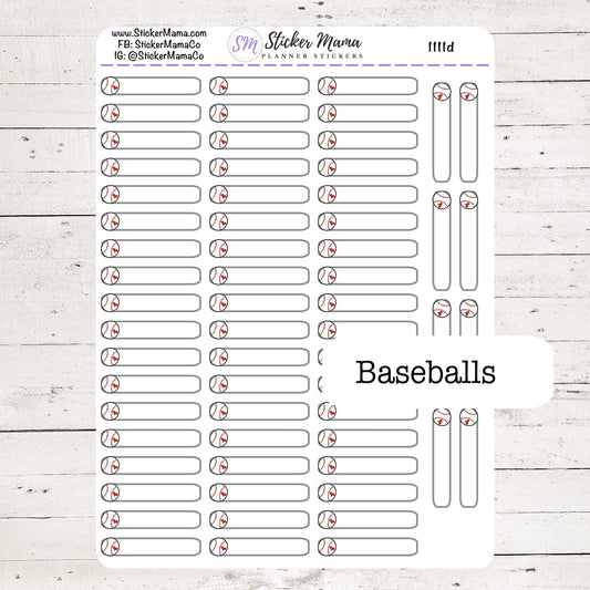 1111d - DOODLE BASEBALL PLANNER Label Stickers  - Baseball Stickers - Baseball Games - Baseball Practice