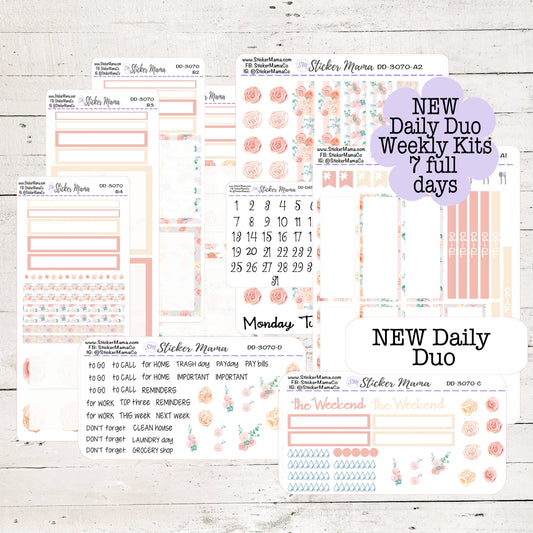NEW Daily Duo 7x9 - 3070 - Romantic Flowers - || Erin Condren Daily Duo Kit || 2022 Full Kit