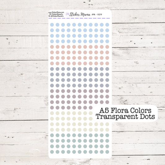 A5 Flora Color Transparent Dots - Clear Stickers, Translucent Stickers