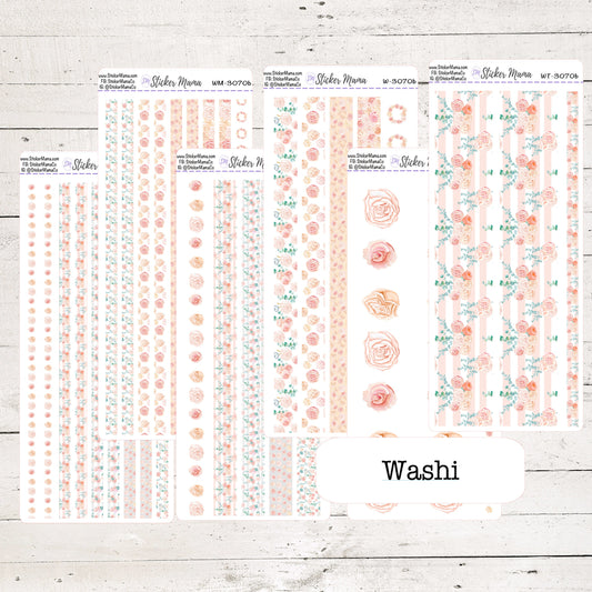 W-3070 - WASHI STICKERS - Romantic Flowers - Planner Stickers - Washi for Planners