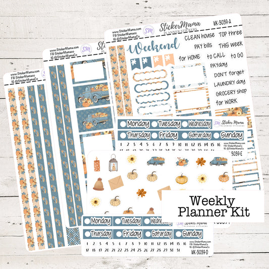 NEW WK-3039 - Pumpkin Patch || Weekly Planner Kit || Erin Condren || Hourly Planner Kit || Vertical Planner Kit