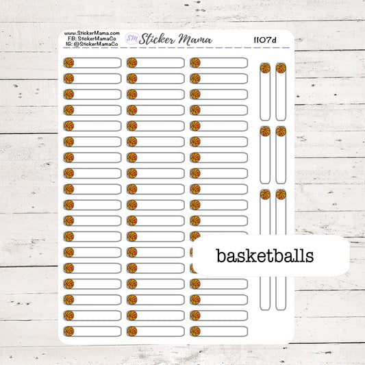1107d - DOODLE BASKETBALL PLANNER Label Stickers  - Basketball Stickers - Basketball Games - Basketball Practice
