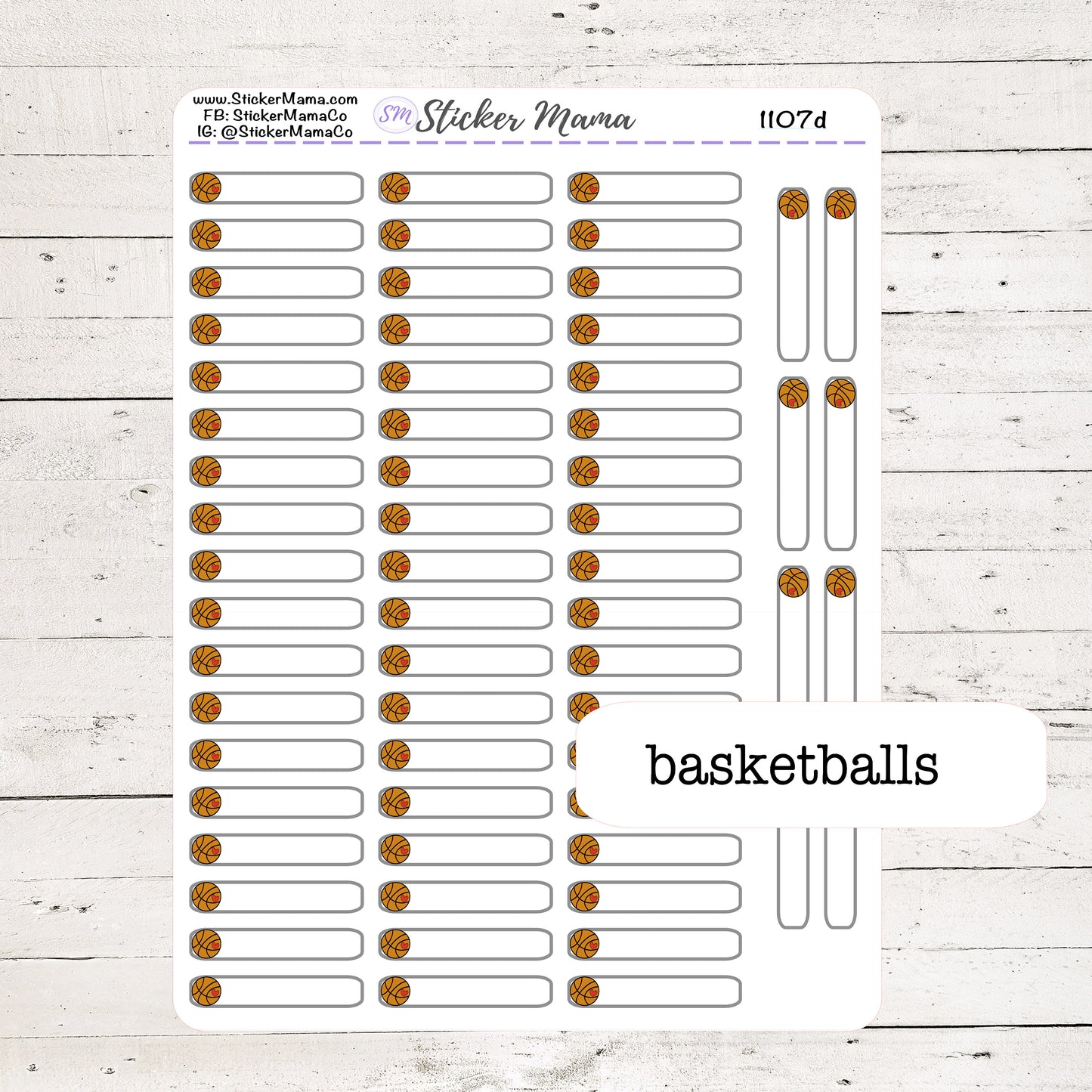 1107d - DOODLE BASKETBALL PLANNER Label Stickers  - Basketball Stickers - Basketball Games - Basketball Practice