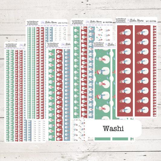 W-3078- WASHI STICKERS - Snowmen - Planner Stickers - Washi for Planners