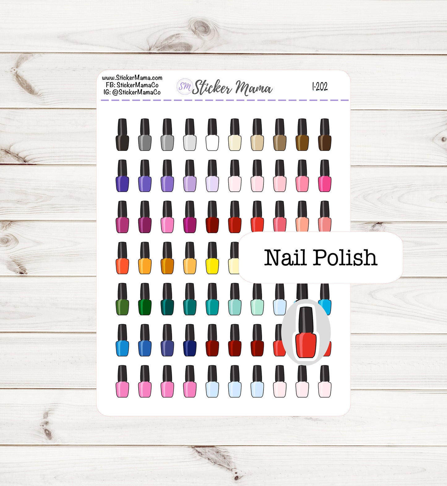 NAIL POLISH PLANNER Stickers I-202 - Nail Polish Stickers - Polish  - Stickers for Nails