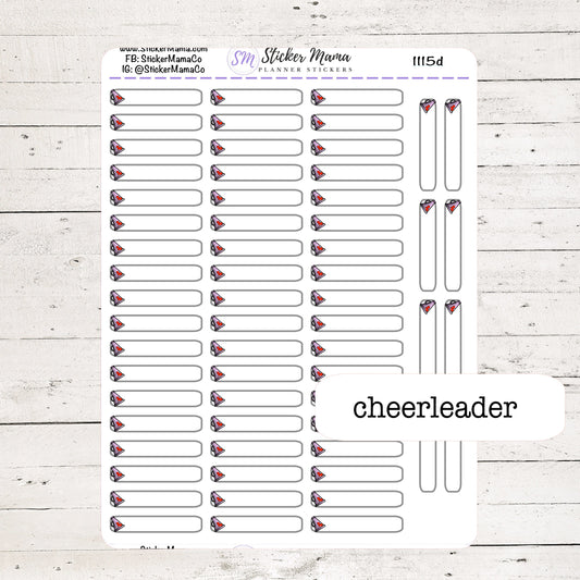 1115d - DOODLE CHEERLEADERPLANNER Label Stickers  - Cheer Stickers - Megaphone Games - Cheerleaderl Practice