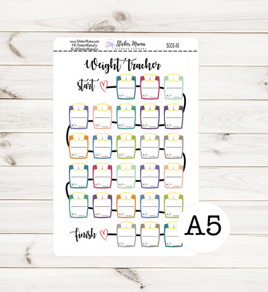 WEIGHT TRACKER NOTE 3003-A5 - Planner Stickers weight tracker sticker track your weight weekly weigh in stickers