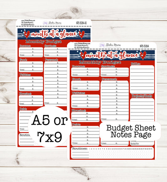 3084 BUDGET STICKER SHEET || Notes Page Stickers || Planner Budget Kit