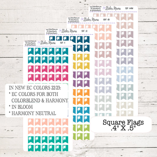 NEW ERIN CONDREN Colors - Updated Square Flags - In Bloom, Harmony, Harmony Neutral, Colorblends - Square Flags - Planner Stickers