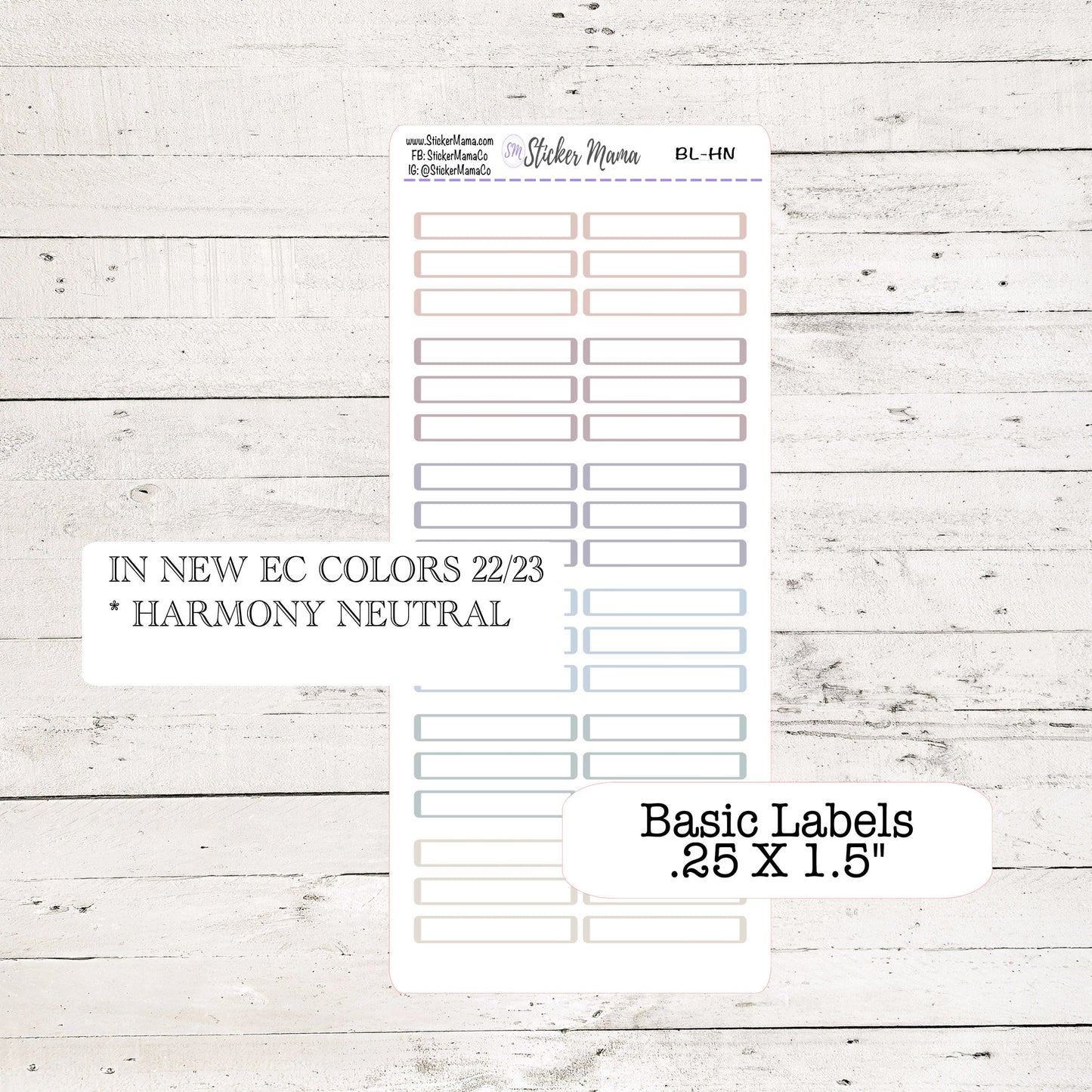 NEW ERIN CONDREN Colors - Update Basic Labels -  In Bloom, Harmony, Harmony Neutral, Colorblends - Basic Labels - Planner Stickers