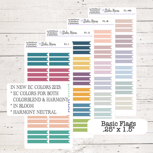 NEW ERIN CONDREN Colors Updated - Flags - In Bloom, Harmony, Harmony Neutral, Colorblends - Flag Stickers - Planner Stickers