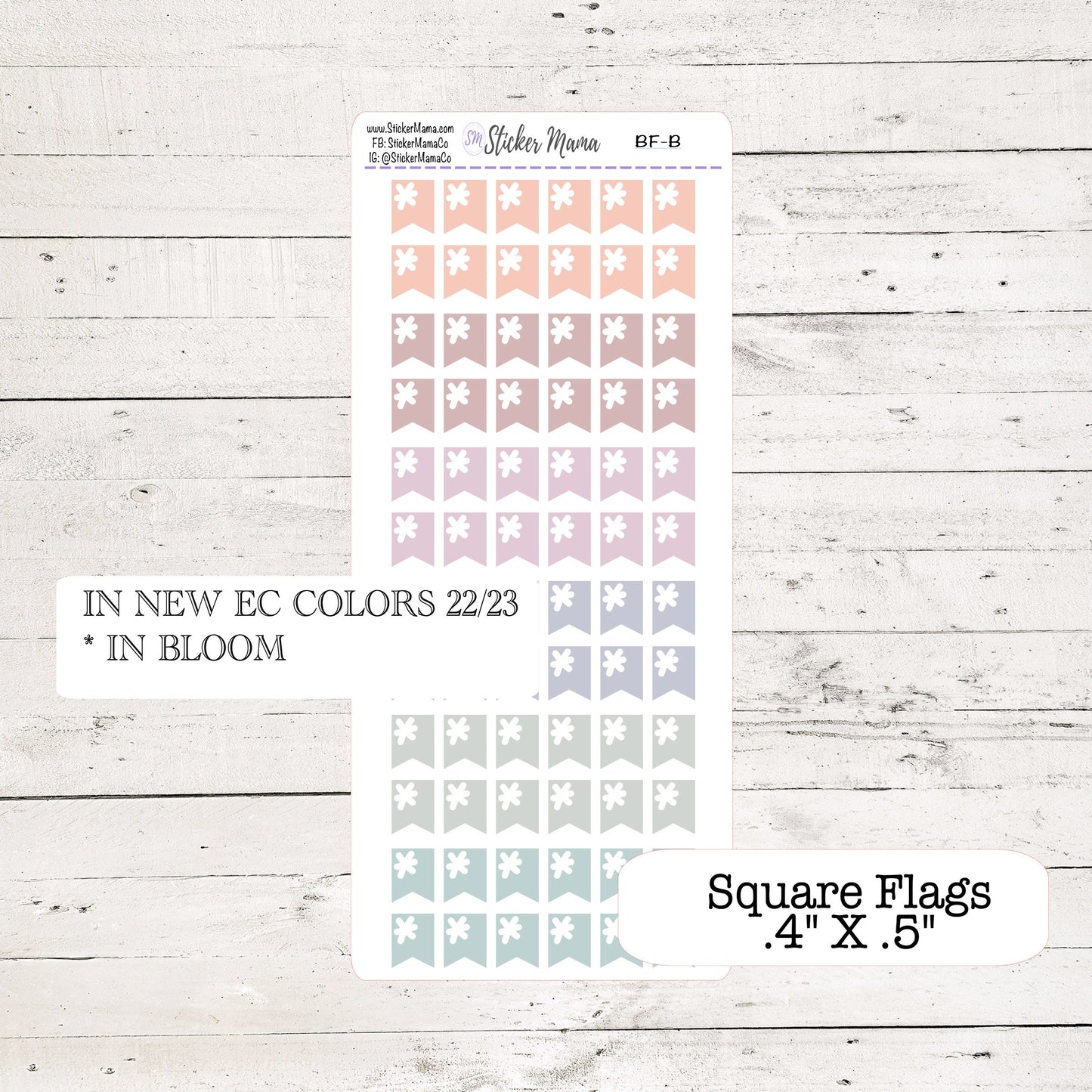 NEW ERIN CONDREN Colors - Updated Square Flags - In Bloom, Harmony, Harmony Neutral, Colorblends - Square Flags - Planner Stickers