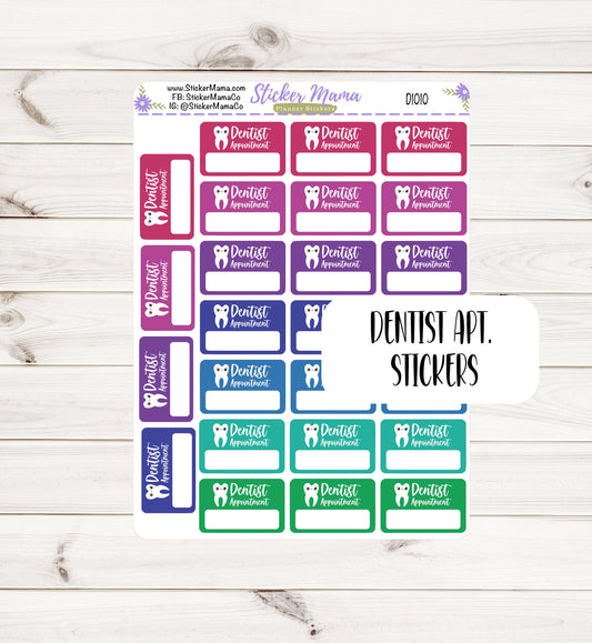 D1010 - DENTIST APPOINTMENT STICKERS - Planner Stickers - Dentist for Planners