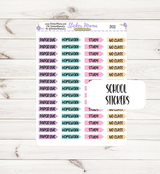 D1012 - SCHOOL PLANNER STICKERS - Planner Stickers - Stickers for Planners