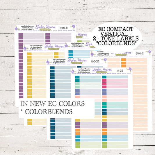 CV-101 TWO TONED Labels - Colorblend Erin Condren Compact Vertical - Bloom, Harmony, Harmony Neutral, Colorblends - Basic Labels - Planner