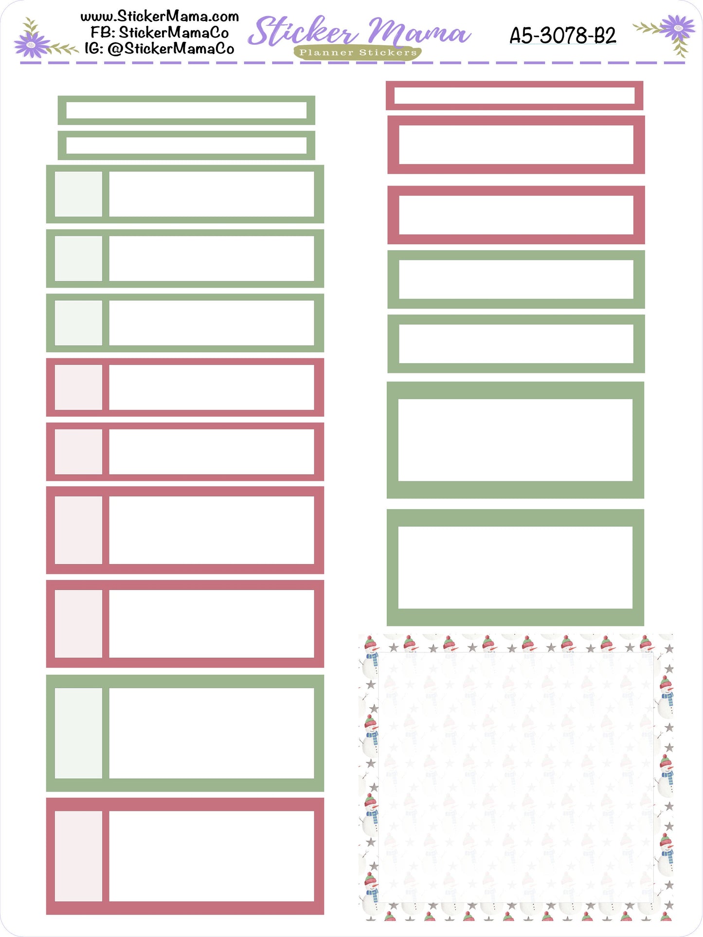 Daily A5/Daily Duo A5 -3078 - Snowmen || Erin Condren Daily Duo A5 Agenda Planner Kit || A5 Daily Sticker Kit