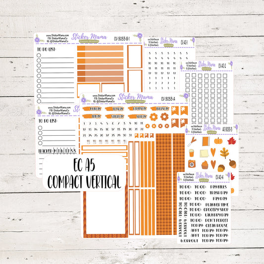 3053 - NEW COMPACT VERTICAL Thanksgiving November - Weekly Kit - Planner Stickers - Erin Condren Compact Vertical Weekly Kit