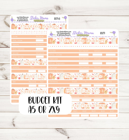 3079 BUDGET STICKER Kit || Pumpkin October Stickers|| Notes Page Stickers || Planner Budget Kit