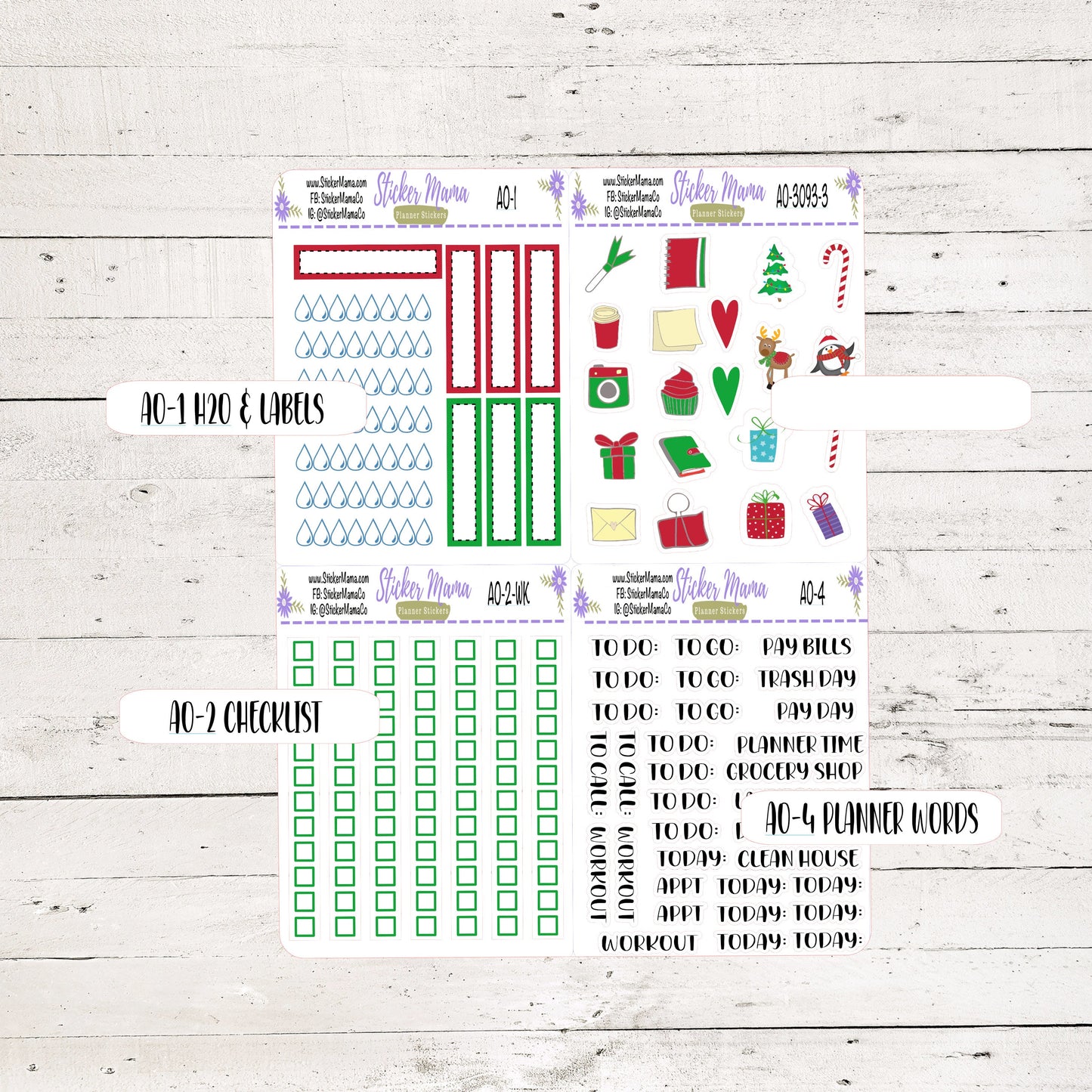 NEW WK-3093 - Holly Jolly || Weekly Planner Kit || Erin Condren || Hourly Planner Kit || Vertical Planner Kit
