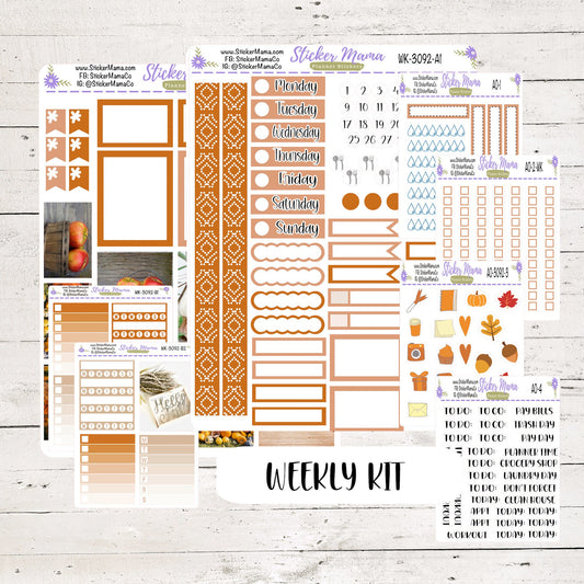 NEW WK-3092 - FALL Y'all || Weekly Planner Kit || Erin Condren || Hourly Planner Kit || Vertical Planner Kit