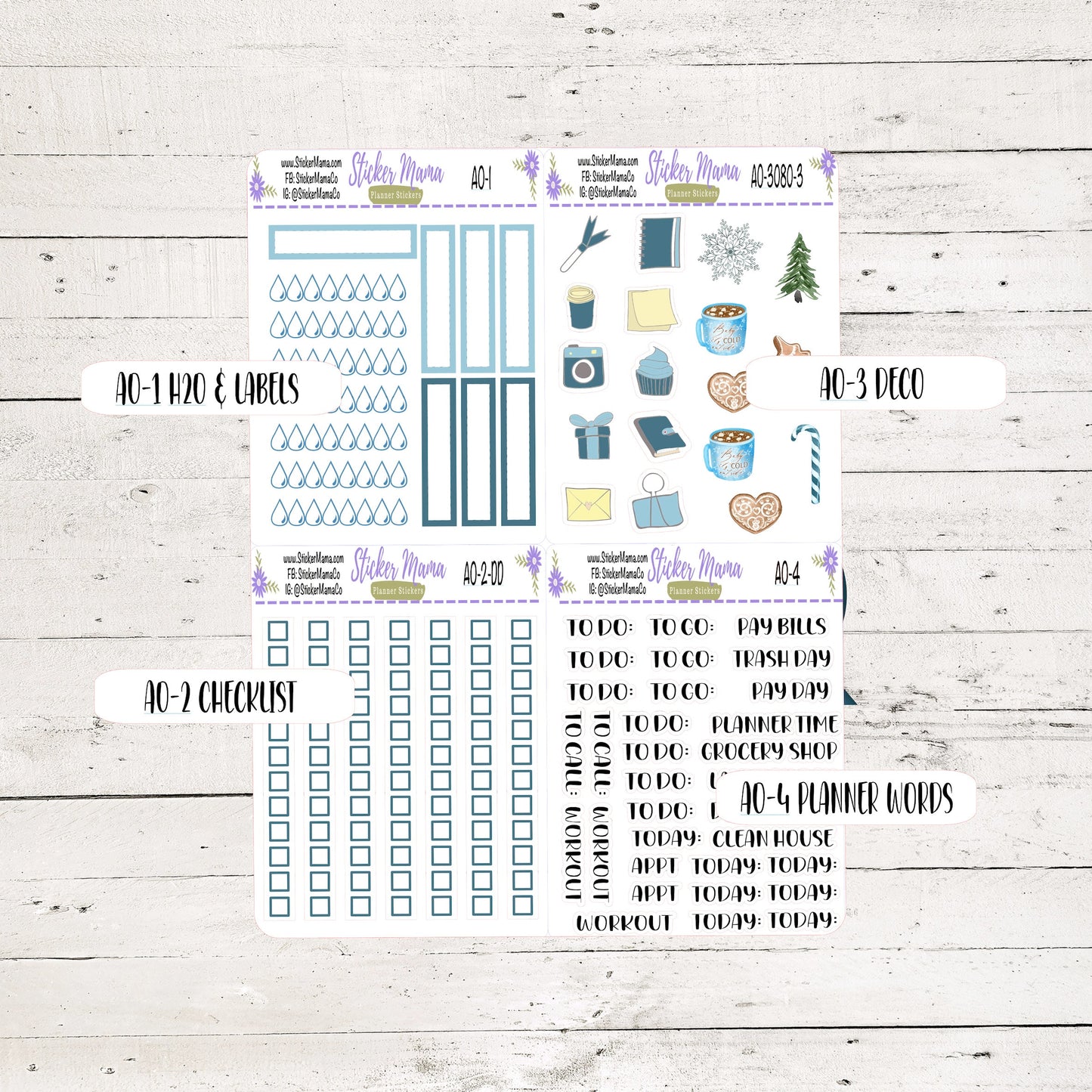 NEW WK-3059 - Christmas Winter Stickers || Weekly Planner Kit || Erin Condren || Hourly Planner Kit || Vertical Planner Kit